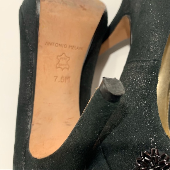 ANTONIO MELANI BLACK METALLIC PEEP TOE PUMPS - Picture 15 of 16